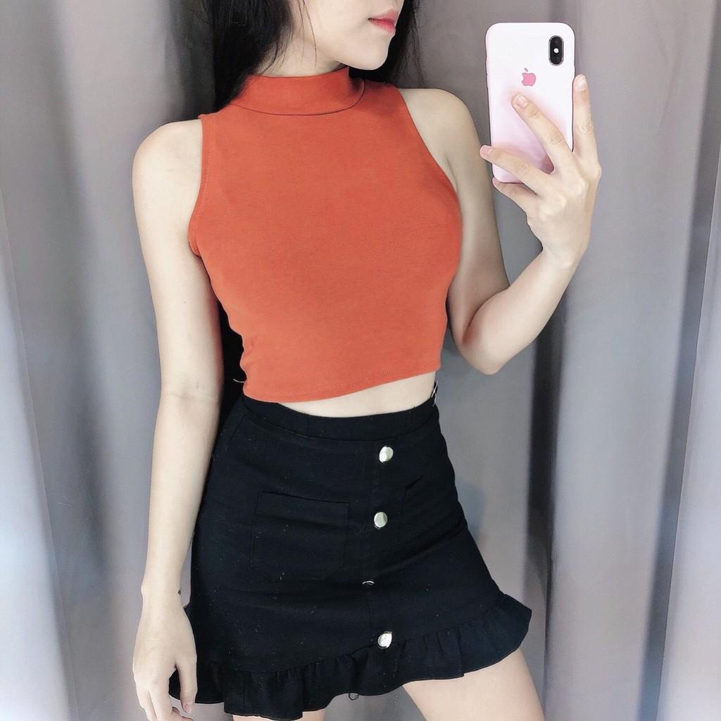 ÁO BA LỖ CỔ LỌ THUN NỮ CROPTOP CO GIÃN ÔM BODY HOT GIRL HÀN QUỐC SWAG CHẤT 39