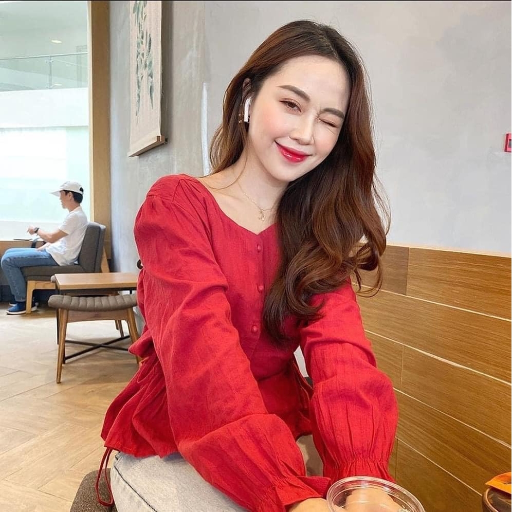 Aó kiểu tay bồng chun eo Hàn Quốc