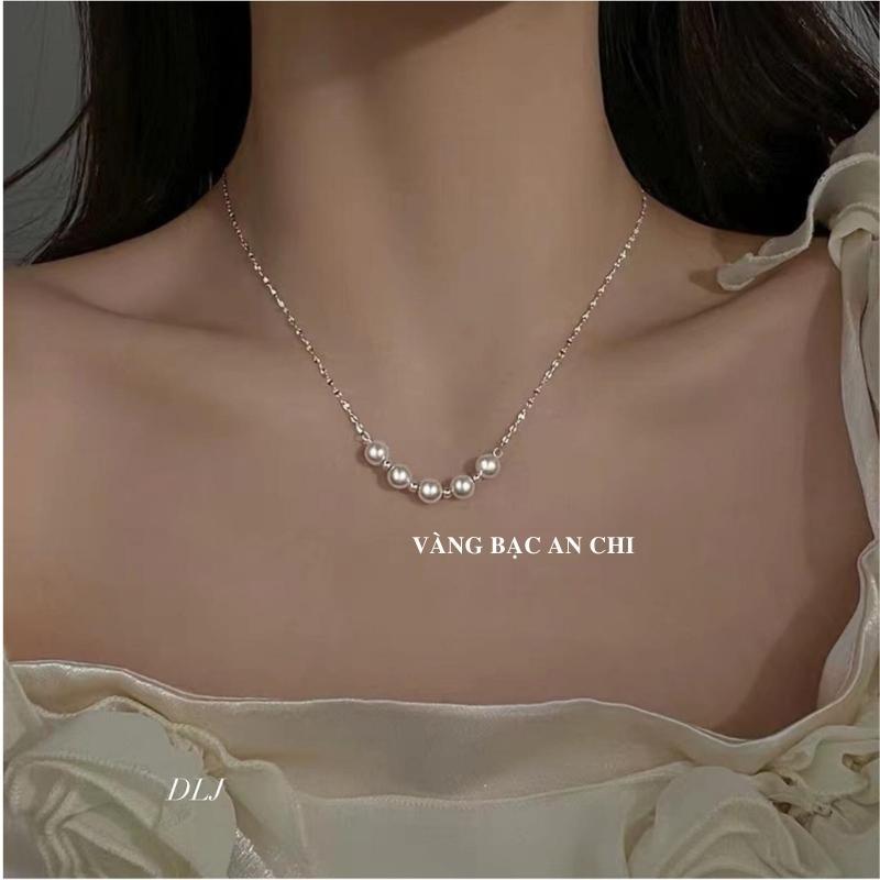 Dây chuyền bạc,Vòng cổ hạt trai thật trẻ trung thanh lịch, an chi jewelry