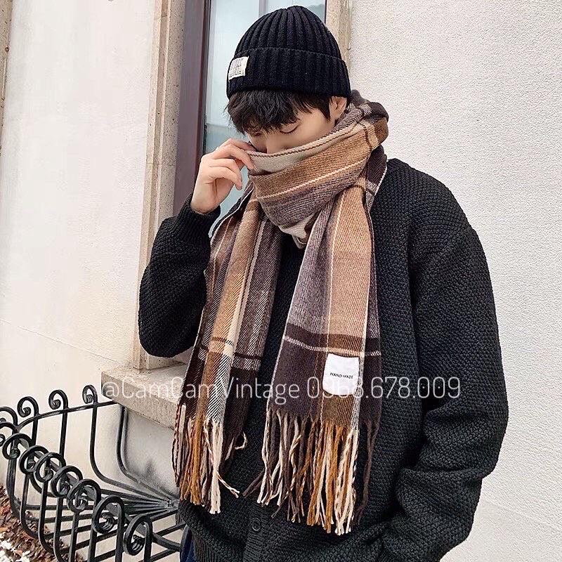 KHĂN LEN QUÀNG CỔ NAM NỮ KHĂN CHOÀNG LEN NAM NỮ VINTAGE MỀM MỊN DÀY CỰC ẤM ĐÍNH KÈM QUẢ DỨA
