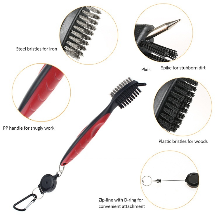 Dụng cụ vệ sinh gậy golf bàn chải 2 mặt đánh bóng và làm sạch gậy - Cleaning brush of golf