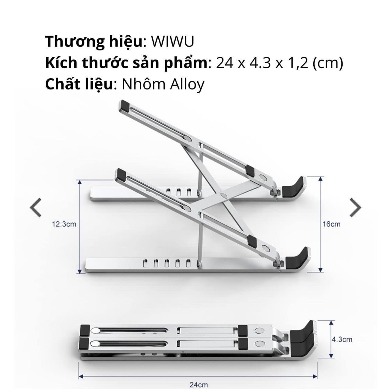 Kệ Wiwu Laptop Stand Dành Cho Laptop S400 Điều Chỉnh Độ Cao Với 10 Nấc Làm Giá Đỡ Laptop, Máy Tính Bảng, Đọc Sách - Hàng Chính Hãng