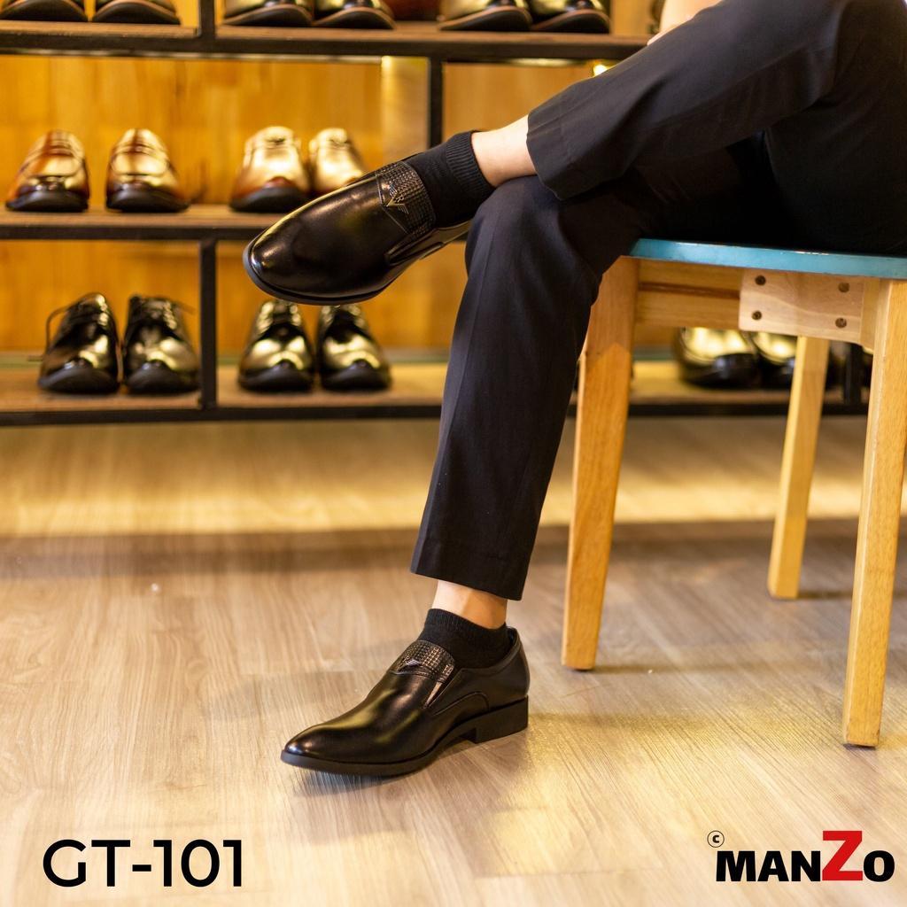 Đen và nâu - Giày Công sở tăng chiều cao da bò thật – Manzo store – GT101