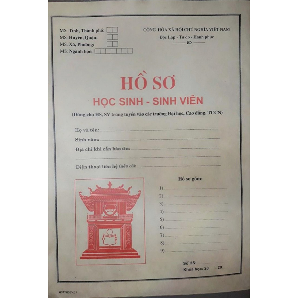 Sách Combo 10 bộ Hồ sơ học sinh, sinh viên