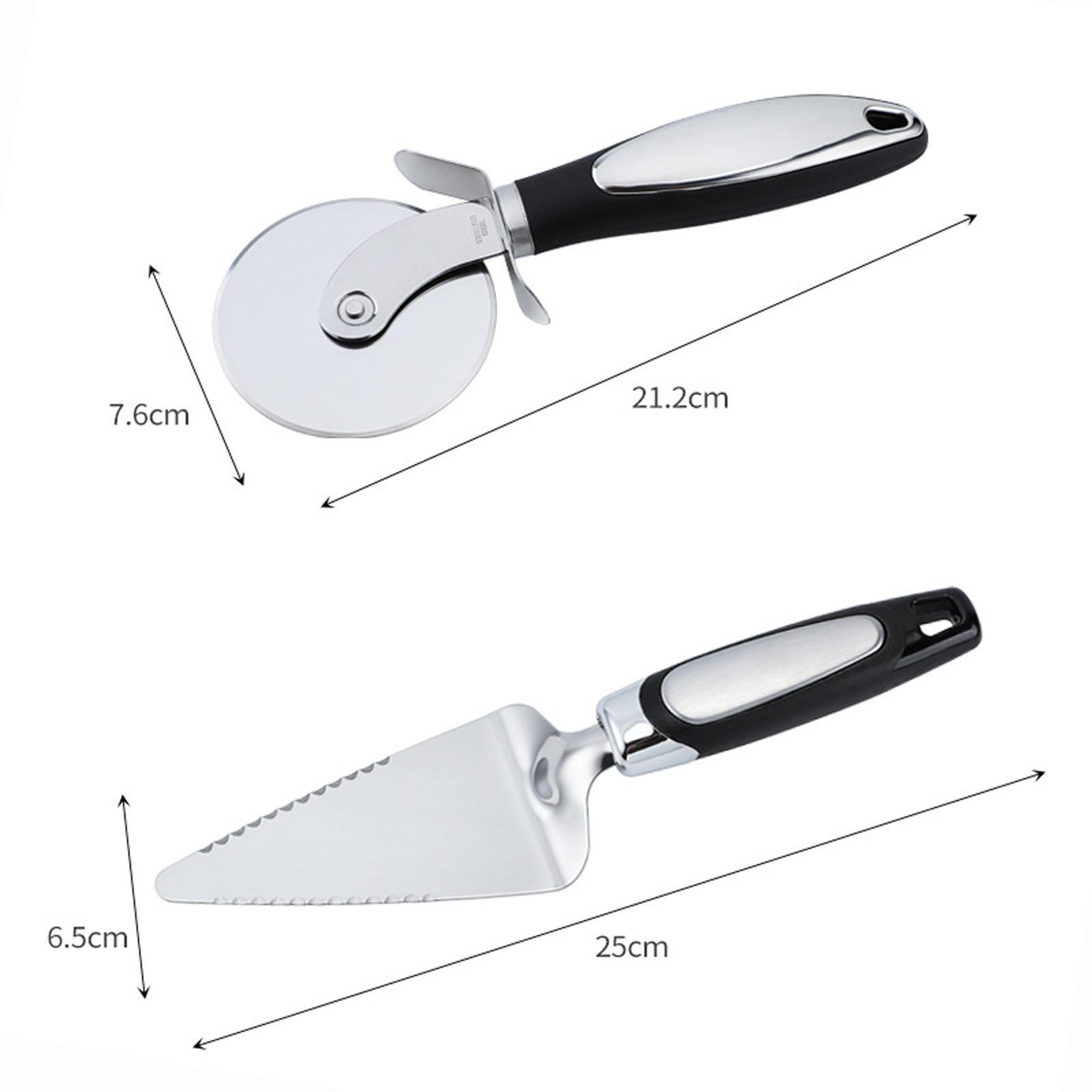 2Pcs Pizza Slicer and Spatula for Large and Small Pizza Serrated Pizza Wheel