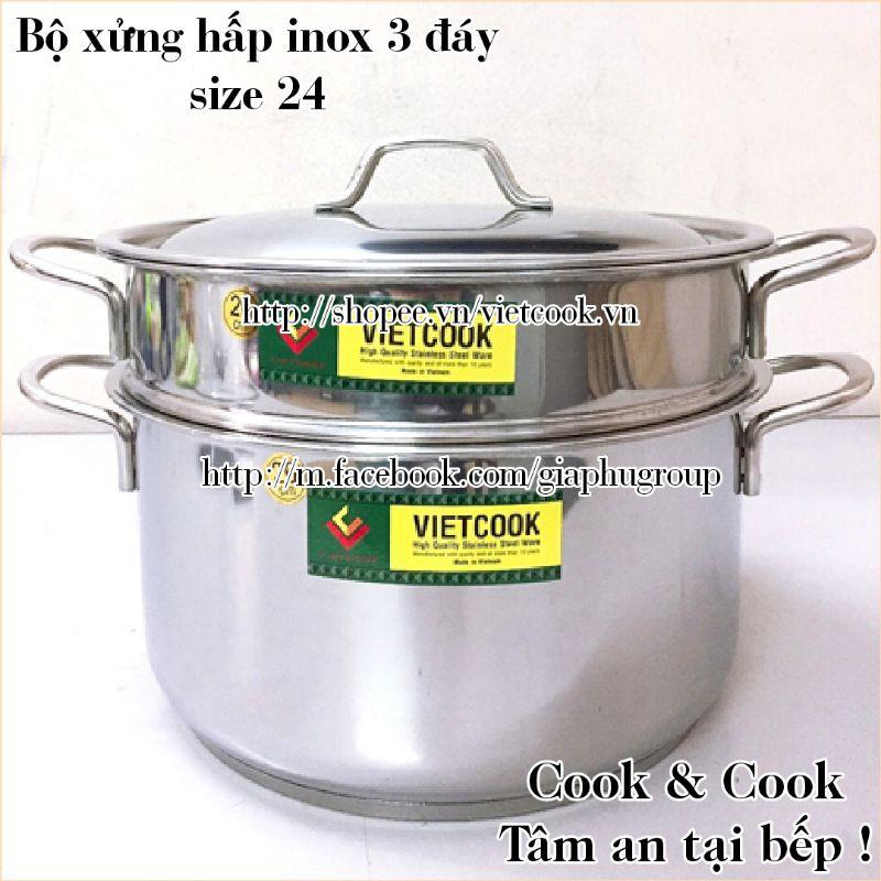 Bộ xửng hấp inox size 24 (nồi 5 lít) đáy từ, Chõ hấp, đồ xôi inox