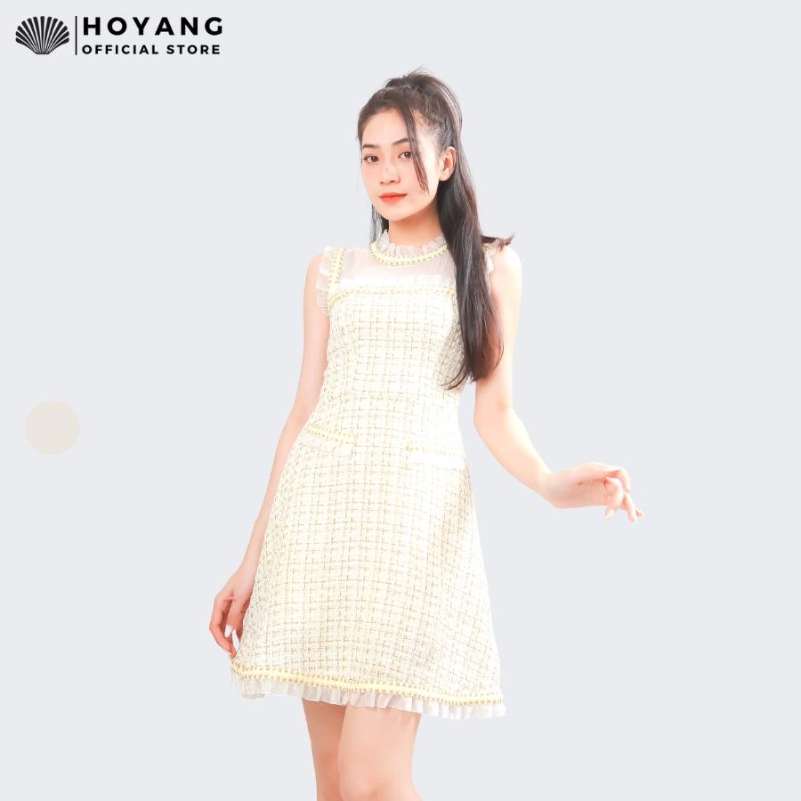 Đầm Dạ Tweed Phối Ren Sang Trọng HOYANG DHY69