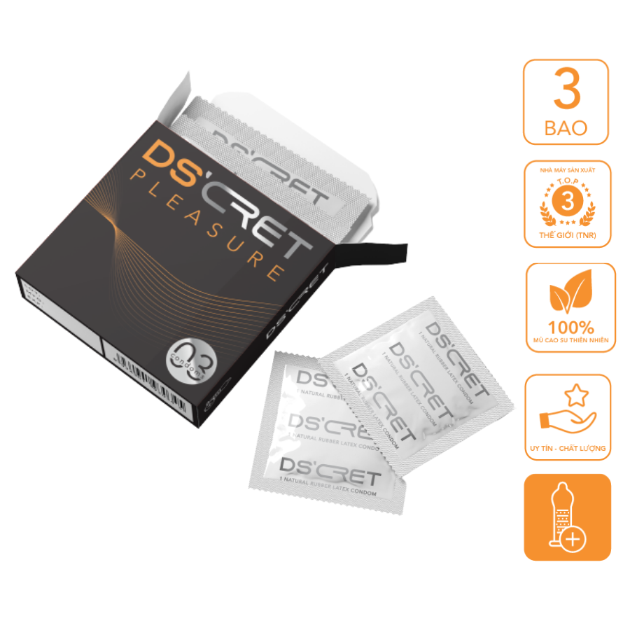 Bao cao su DS'CRET pleasure 3 Cái/Hộp