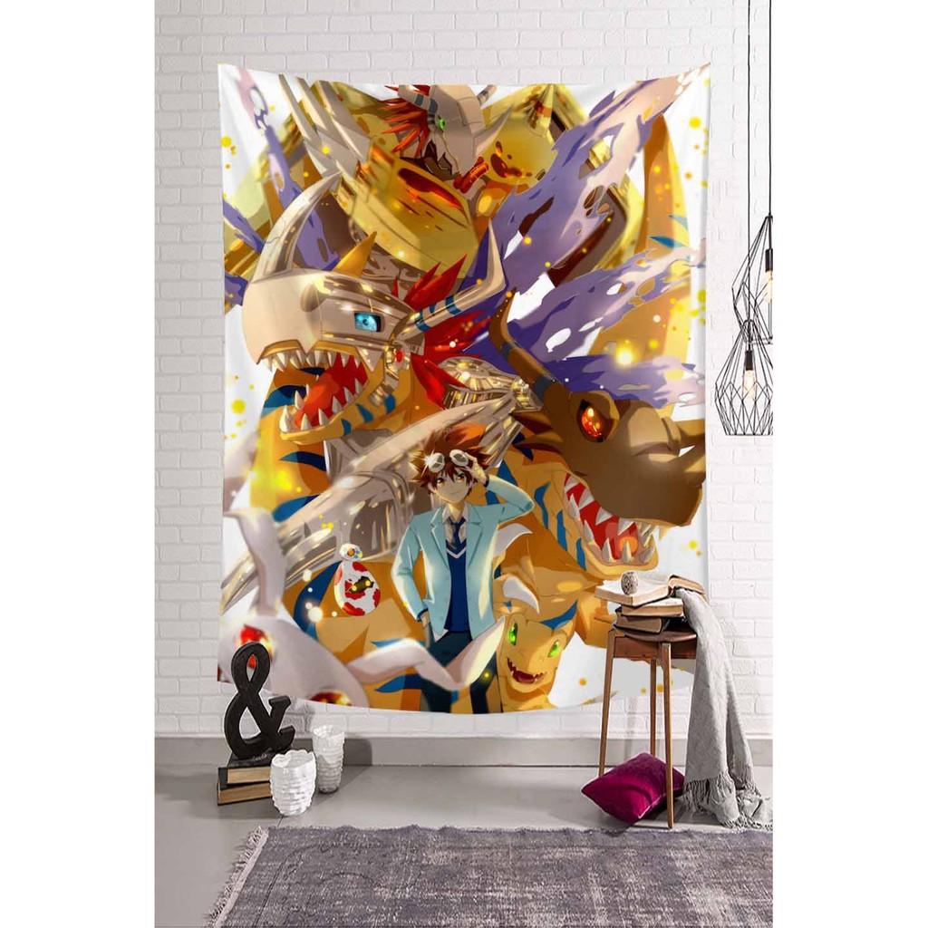 Thảm Treo Tường Trang Trí Phòng Khách / Phòng Ngủ Họa Tiết Anime Digimon Độc Đáo