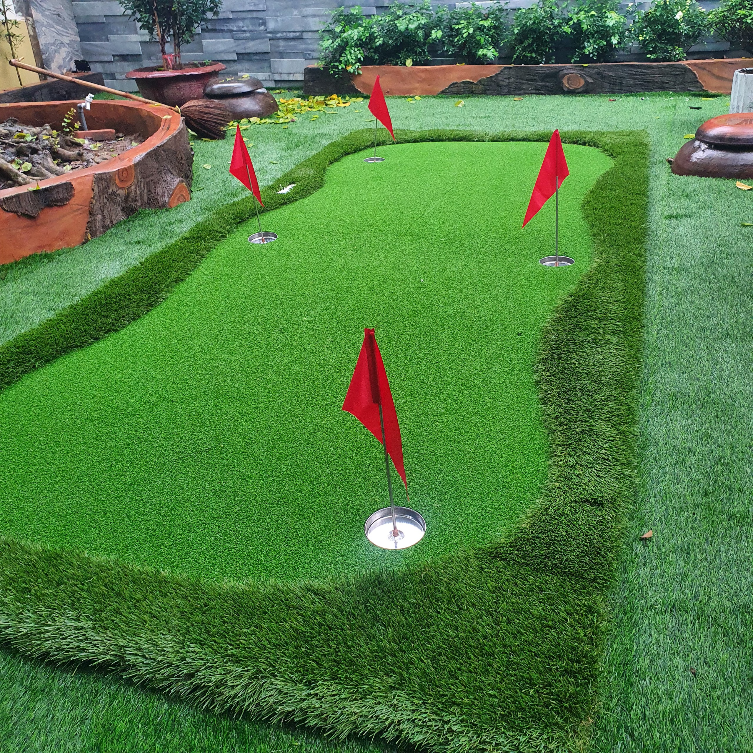 Bộ Thảm tập Putting Golf [1,5m x 3,5m], Dày 3cm:  Kèm 3 hố cờ inox, Cao cấp, Bền bỉ, Đàn hồi tốt