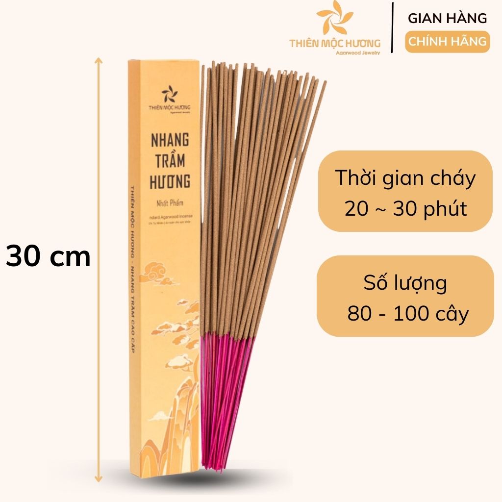 Nhang trầm hương tự nhiên Thiên Mộc Hương | Loại 12 Năm | Không cay mắt, Không Ngứa Mũi, Thơm Nhẹ, Dễ Chịu, An Toàn sức khỏe