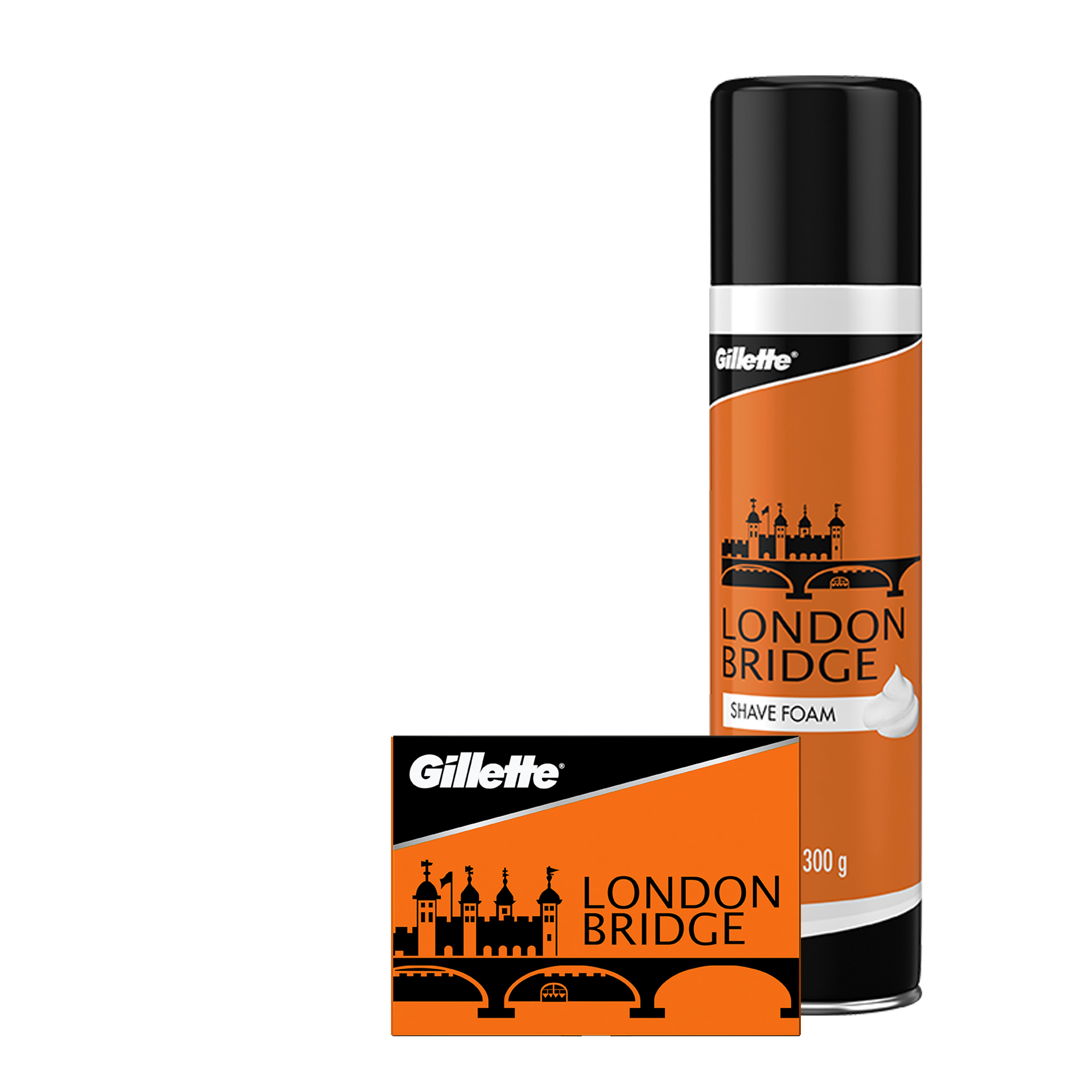 Bọt Cạo Râu GILLETTE London Bridge Chai 300g Và 2 Hộp Lưỡi Lam GILLETTE London Bridge 100 Cái