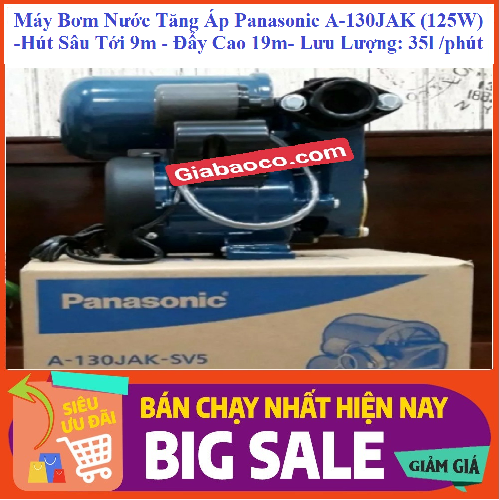Máy Bơm Nước Tăng Áp A-130JAK -Hút Sâu Tới 9m- Đẩy Cao 19m- Lưu Lượng 35l/phút