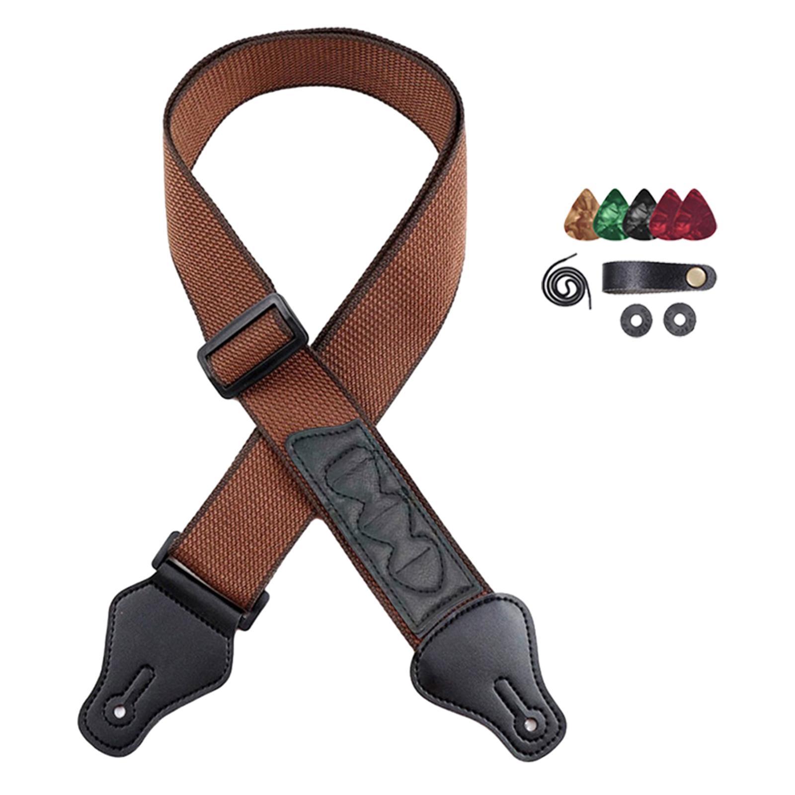 Guitar Strap with Pick Holders, Comfort PU Leather Ends, Universal Adjustable Guitar Shoulder Straps Belts