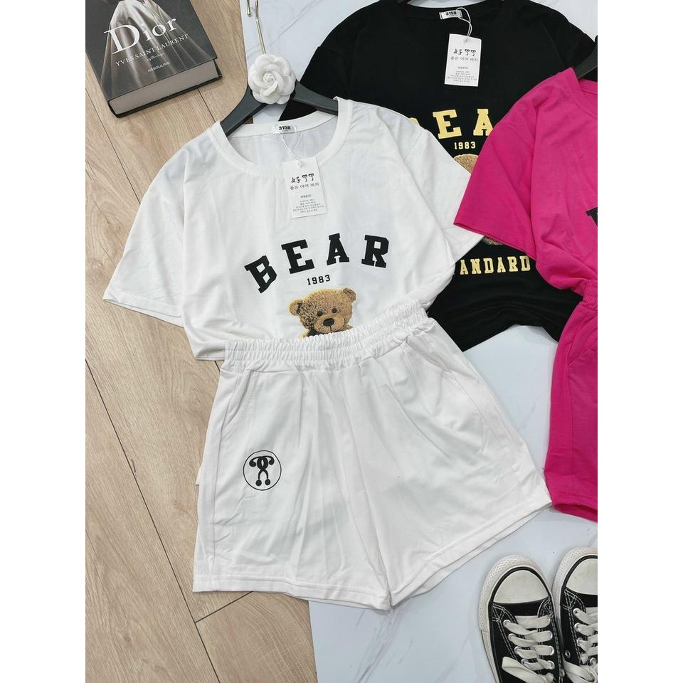 Set Quần Short + Áo Phông BEAR 1983 Ullzang , Set Đồ Nữ Đi Chơi Set Bộ Nữ Quần Short Ống Rộng Phong Cách Hàn Quốc Style Nhẹ Nhàng