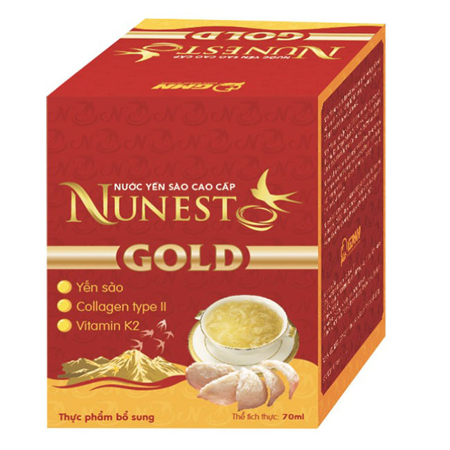 Hộp yến sào cao cấp collagen vitamin K2 có đường Nunest Gold (6 lọ x 70ml)