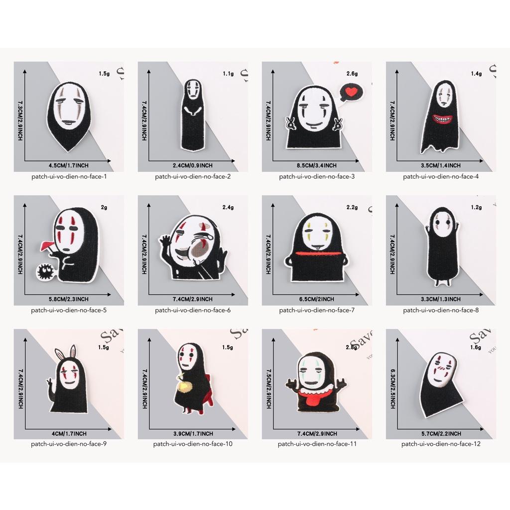 Patch ủi quần áo Vô diện , Sticker miếng dán hình cực kì dễ thương, dán Vali, tủ lạnh
