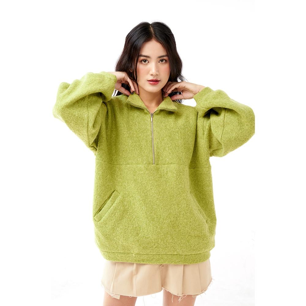 DOTTIE - Áo kiểu vải dạ phối dây kéo nữ T0599