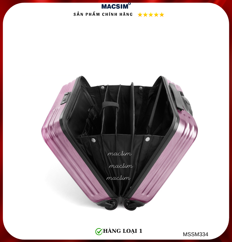 Vali cao cấp Macsim Smooire MSSM334 cỡ 16 inch màu hồng - Hàng loại 1