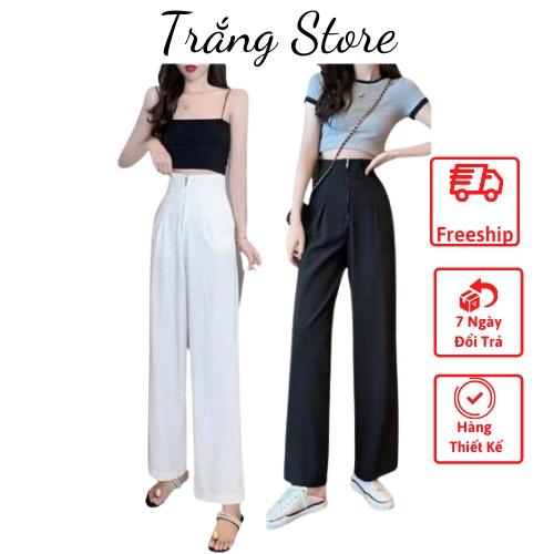 Quần baggy nữ ống rộng cạp liền ống rộng dáng suông khóa trước lên dáng cực đẹp