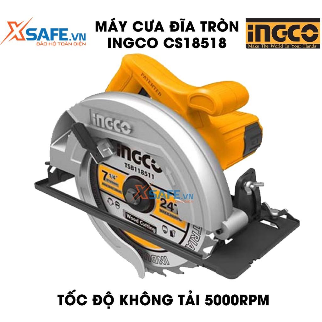 Máy cưa đĩa tròn INGCO CS18518 kèm theo 1 lưỡi cắt 185mm và 1 bộ than, công suất 1200W, tốc độ không tải 5000rpm