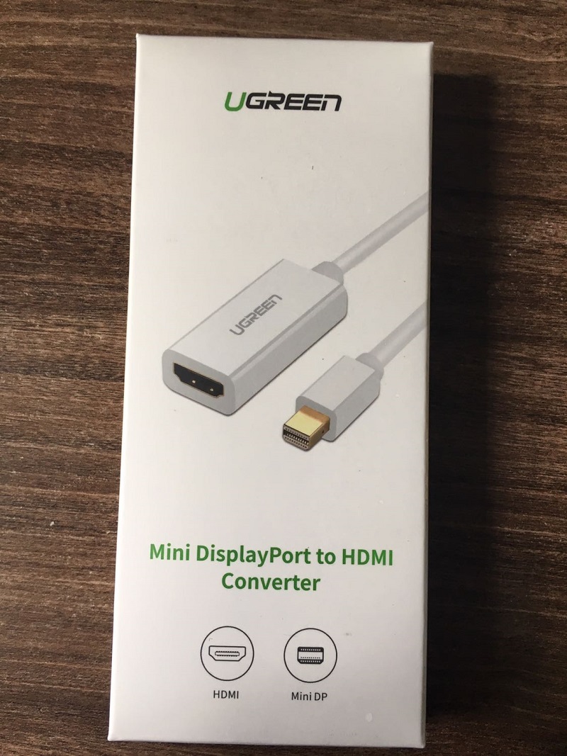 Đầu chuyển đổi có chipset mini DisplayPort sang HDMI màu trắng, dài 18cm Ugreen hàng chính hãng