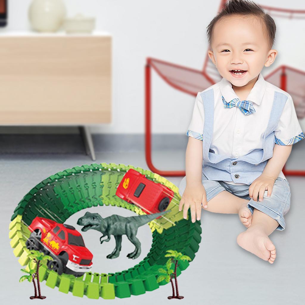 Dinosaur Toys Flexible Track Build for 3 4 5 6 Year & up Old Kids