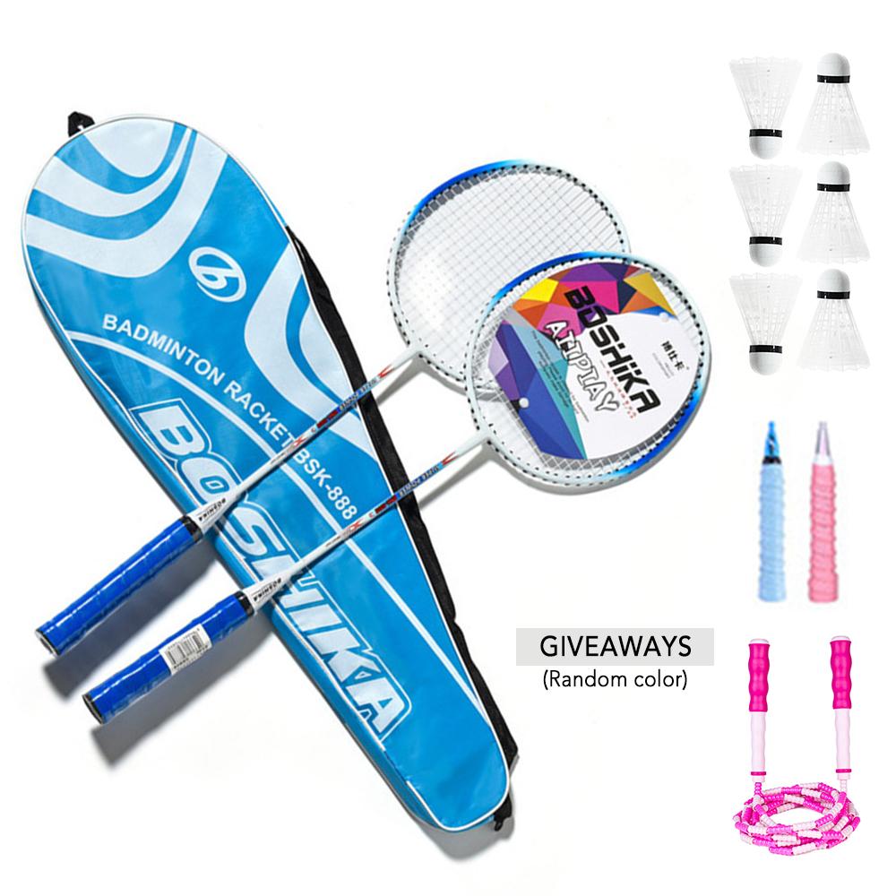 Set Túi Đựng Và Cặp Vợt Cầu Lông Hợp Kim Sắt Cho Người Lớn Kèm 6 Quả Cầu Lông