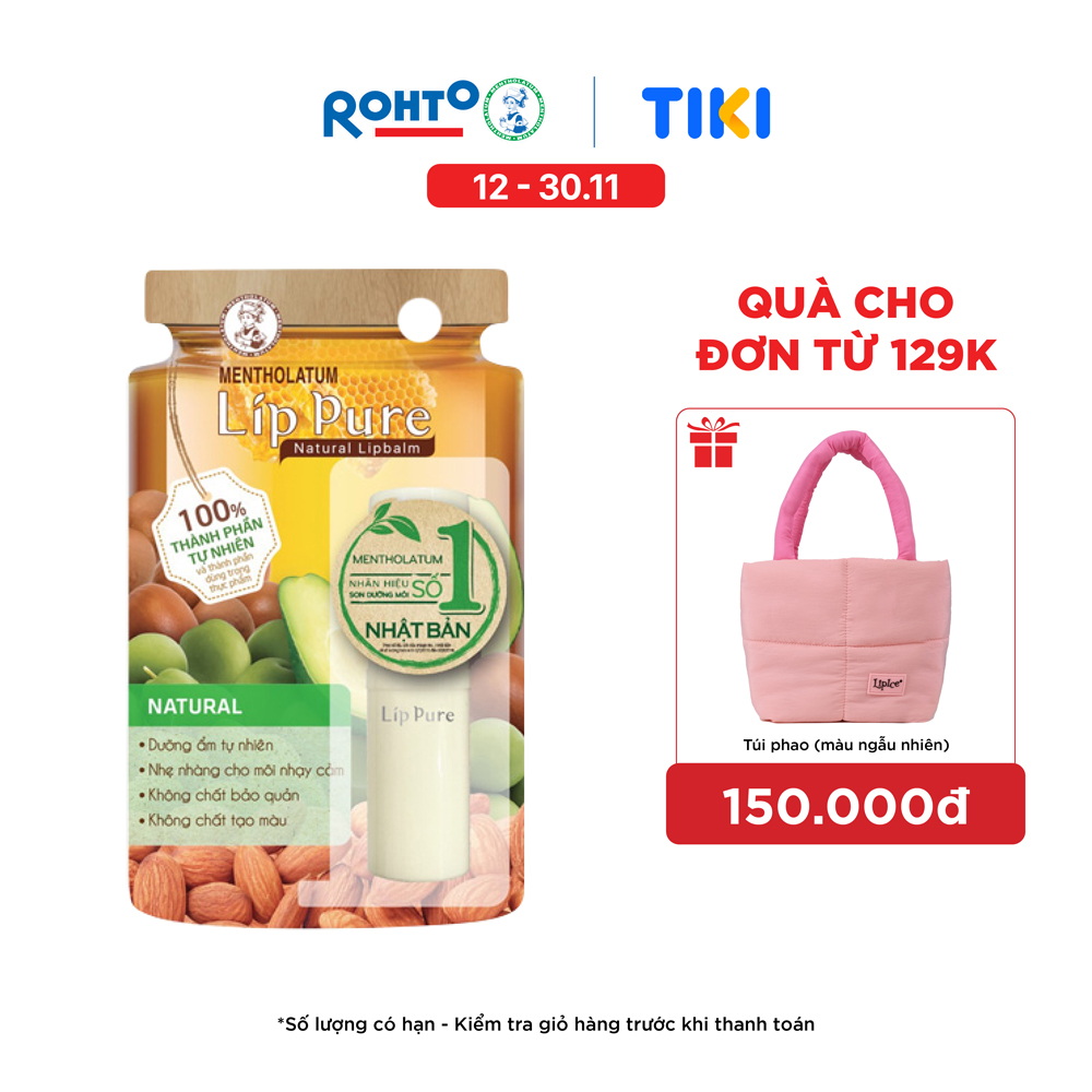 Son dưỡng môi không màu thành phần tự nhiên Lip Pure Natural Không Mùi 3.9g