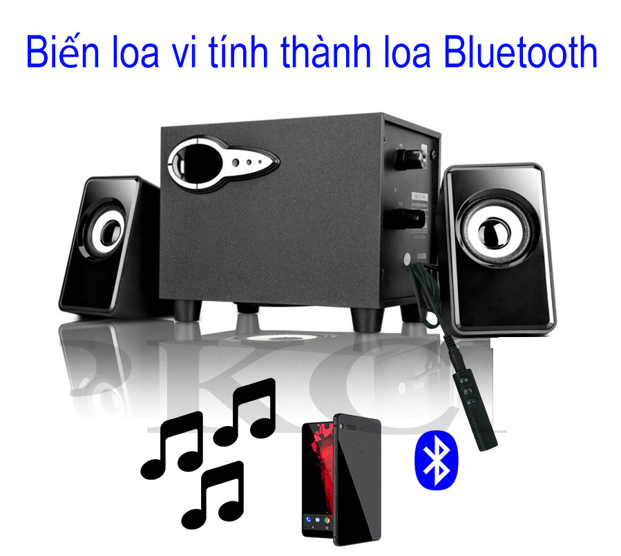 Thiết bị chuyển đổi loa thường thành loa Bluetooth V4.1 tặng kèm Jack 3.5 PF98 Trắng