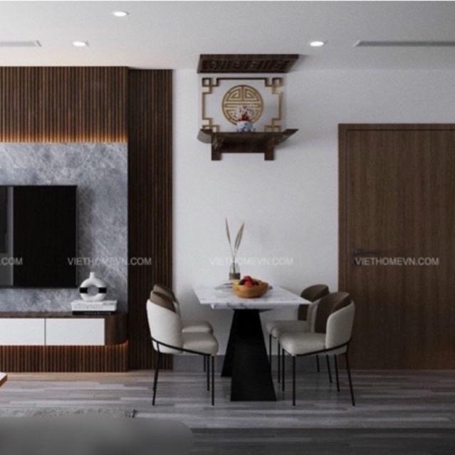 Bộ bàn ăn chân sắt mặt đá ghế 2 lòng