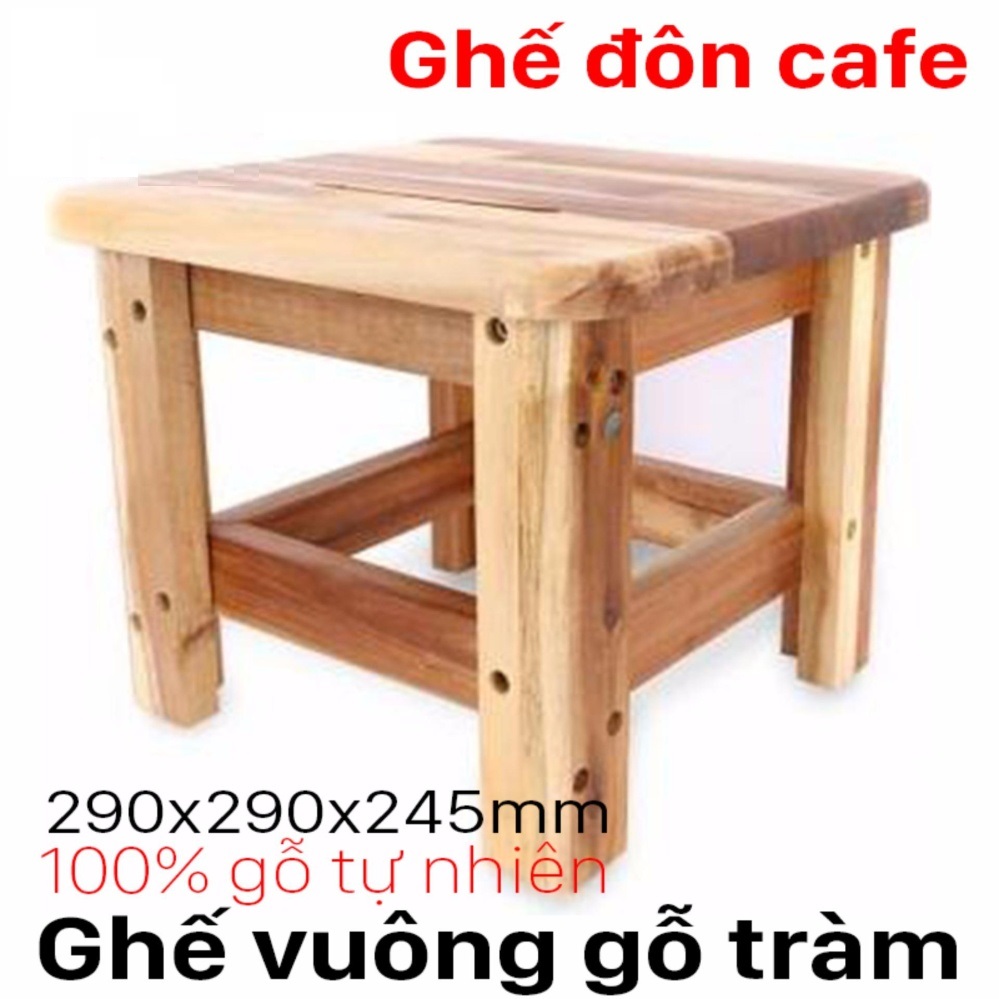 Ghế Đôn Vuông Gỗ Tràm Bền Chắc Vững Niềm Tin - Kích Thước 29x29x24.5 cm - Gỗ Đức Thành 11151