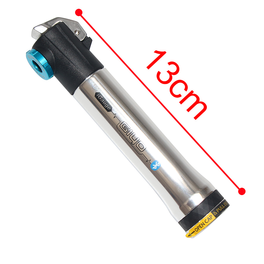 Bơm xe đạp mini dài 13cm 120psi, thân nhôm nguyên khối, đo áp suất qua app GM-04BT - GIYO Đài Loan