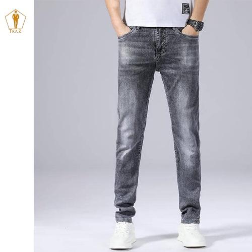 Quần jean nam TRAZ rách gối màu đen trơn chất bò cao cấp co dãn 4 chiều đẹp rin trơn form dáng skinny