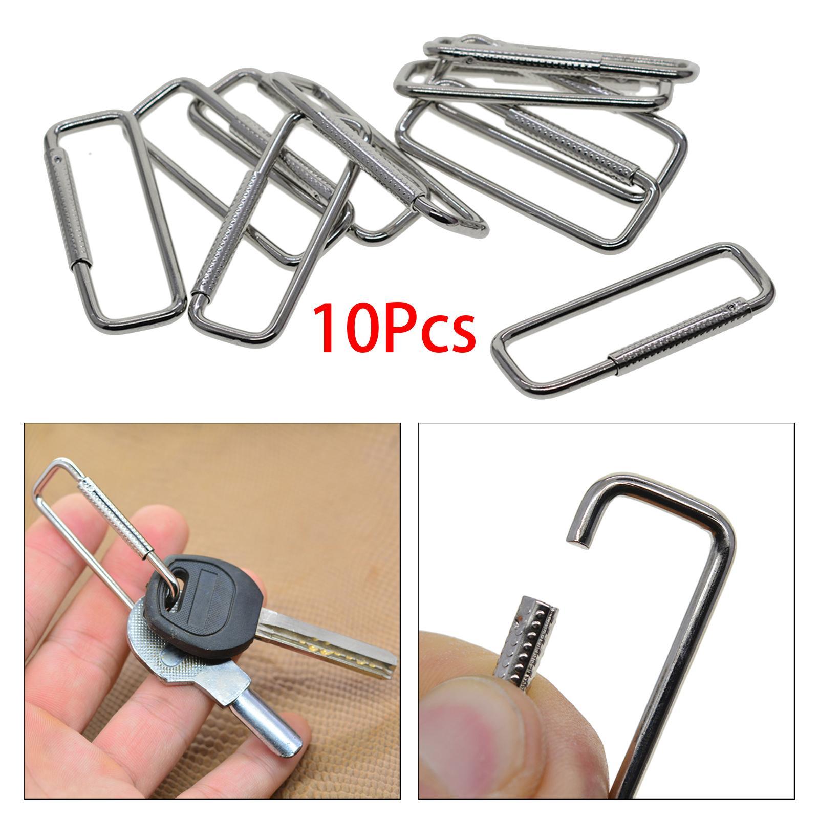 10Pcs Rectangle Carabiner Clips Hook Portable Durable Multifunctional Metal Sturdy DIY Keychain Clips Spring Buckle for Outdoor Indoor Bags