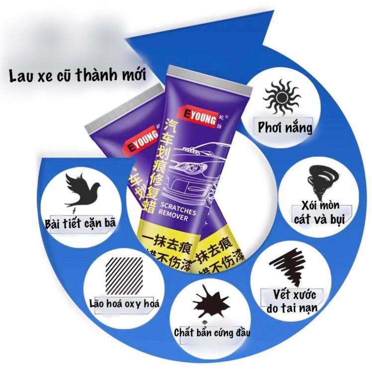 Kem đánh bóng nhựa Ô tô , xe máy cao cấp - Lọ 100ml Tặng kèm 02 miếng mút xốp