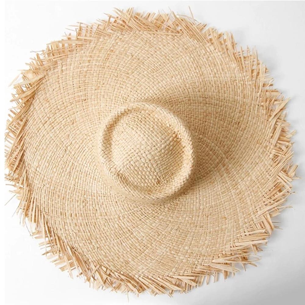 Phụ Nữ Mùa Hè Nón Rộng Vành Nữ Raffia Mũ Lưỡi Trai Tua Rua Lớn Mũ Đi Biển Cho Kỳ Nghỉ Sombrero Hombre Verano có Thể Gập Lại