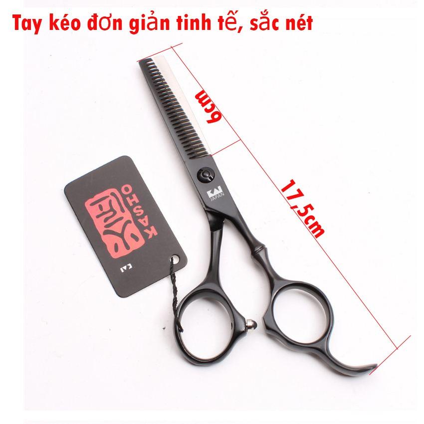 Bộ Kéo Cắt Tóc Nhật Bản 6INC Kasho VQA9 ( Mua một bộ kéo được tặng bao da+lọ dầu+khóa kéo+2lược