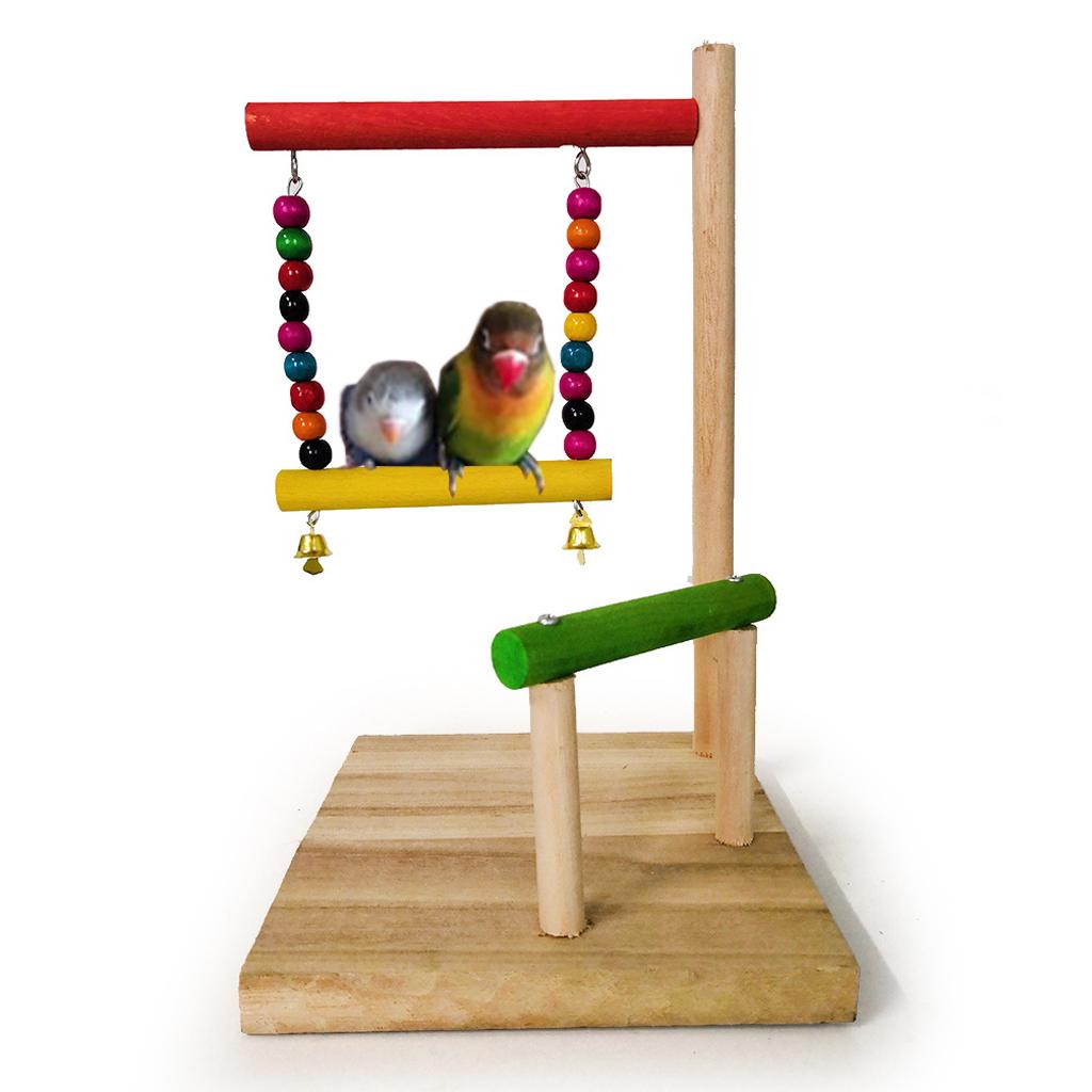 Pet  Parrot Bird Climb Stand Perch Stand Wooden Birds Chew Cage Swing Toys