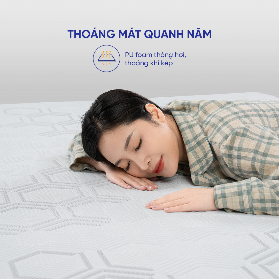 Nệm foam Goodnight Hachi ép cuộn, thoáng khí, nâng đỡ cơ thể, giữ cột sống ổn định