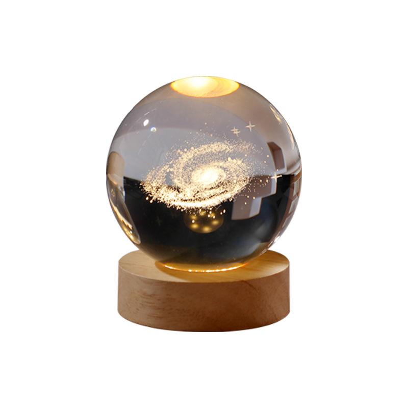 3D Quả Cầu Pha Lê Đèn Ngủ Đèn Bàn Phát Sáng Galaxy Để Bàn Đồ Trang Trí Đầu Giường Khí Quyển USB Đèn Ngủ Trang Trí Phòng Ngủ