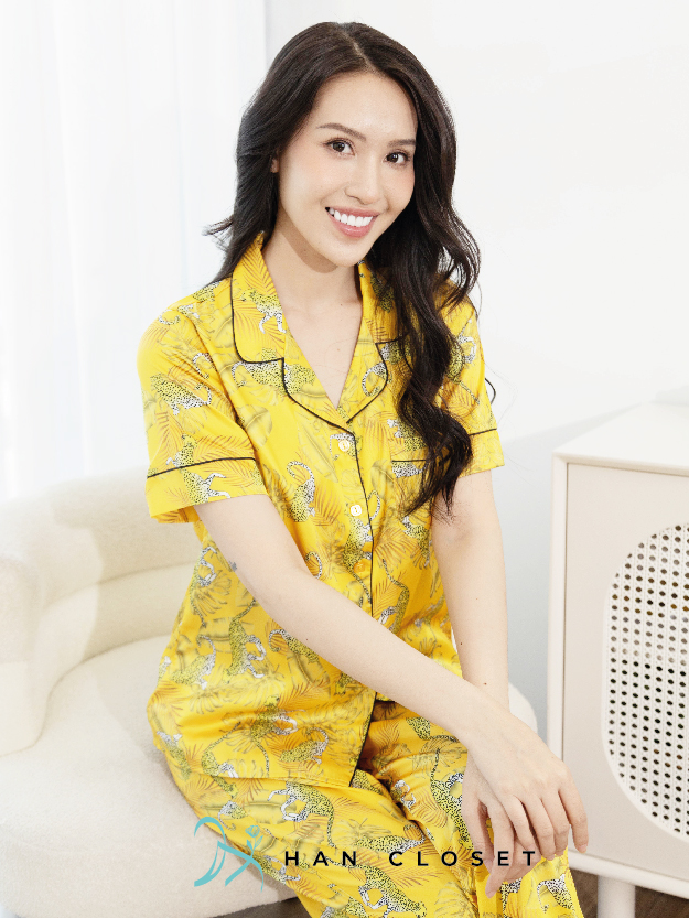 Bộ Đồ Ngủ Pijama Lụa Pháp Cao Cấp cộc tay mềm mại Thoáng Mát HW1003  HAN CLOSET