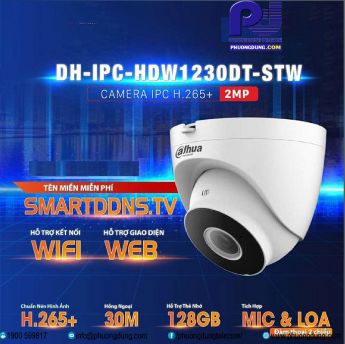 Camera IP WIFI IPC-HDW1230DT-STW 2MP Full HD Của DAHUA-hàng chính hãng