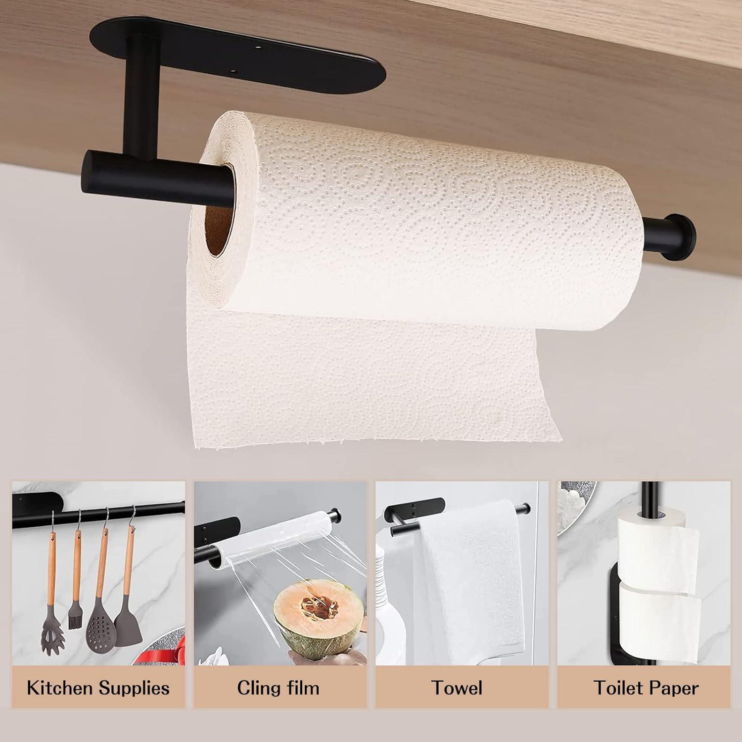 Giá đỡ khăn giấy dưới tủ, cả có chất kết dính và ốc vít, thép không gỉ 304, nhà bếp, phòng tắm