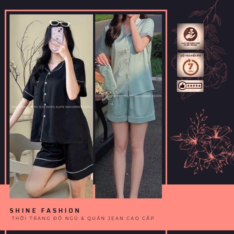 Bộ đồ ngủ nữ mùa hè sang trọng, bộ đùi lụa cộc tay mềm mại H03