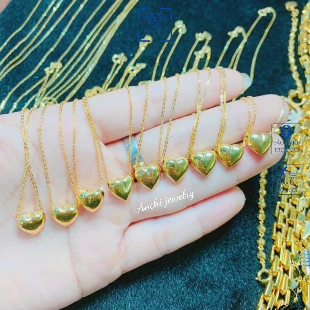 Vòng cổ nữ mặt tim vàng nhỏ khắc tên miễn phí 10k, Anchi jewelry