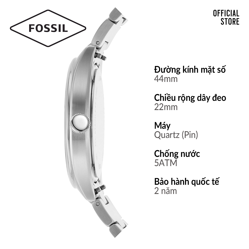 Đồng hồ nam FOSSIL Belmar dây thép không gỉ FS5575 - màu bạc