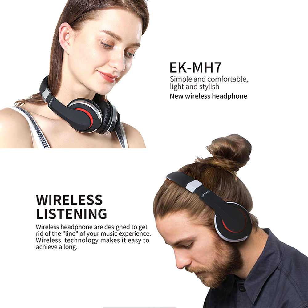 Tai Nghe Không Dây BT5.0 Có Thể Gập Lại Gắn Trên Đầu Hỗ Trợ Thẻ FM MH7 Âm Thanh Nổi Cho Chơi Game Với Micrô, Màu Bạc