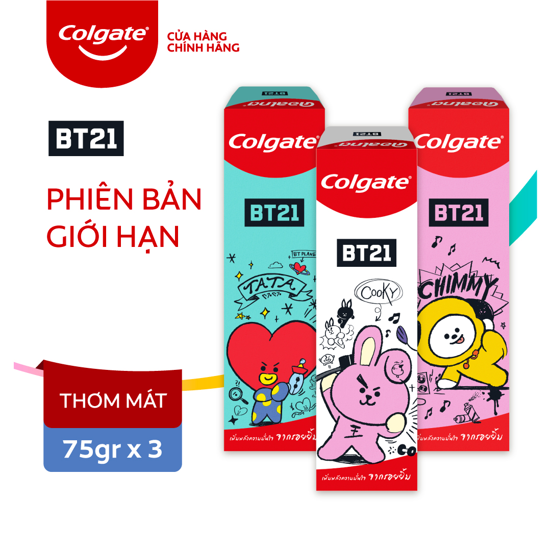 Bộ 3 Kem đánh răng Colgate BT21 - Nụ cười tự tin 75gx3 phiên bản giới hạn