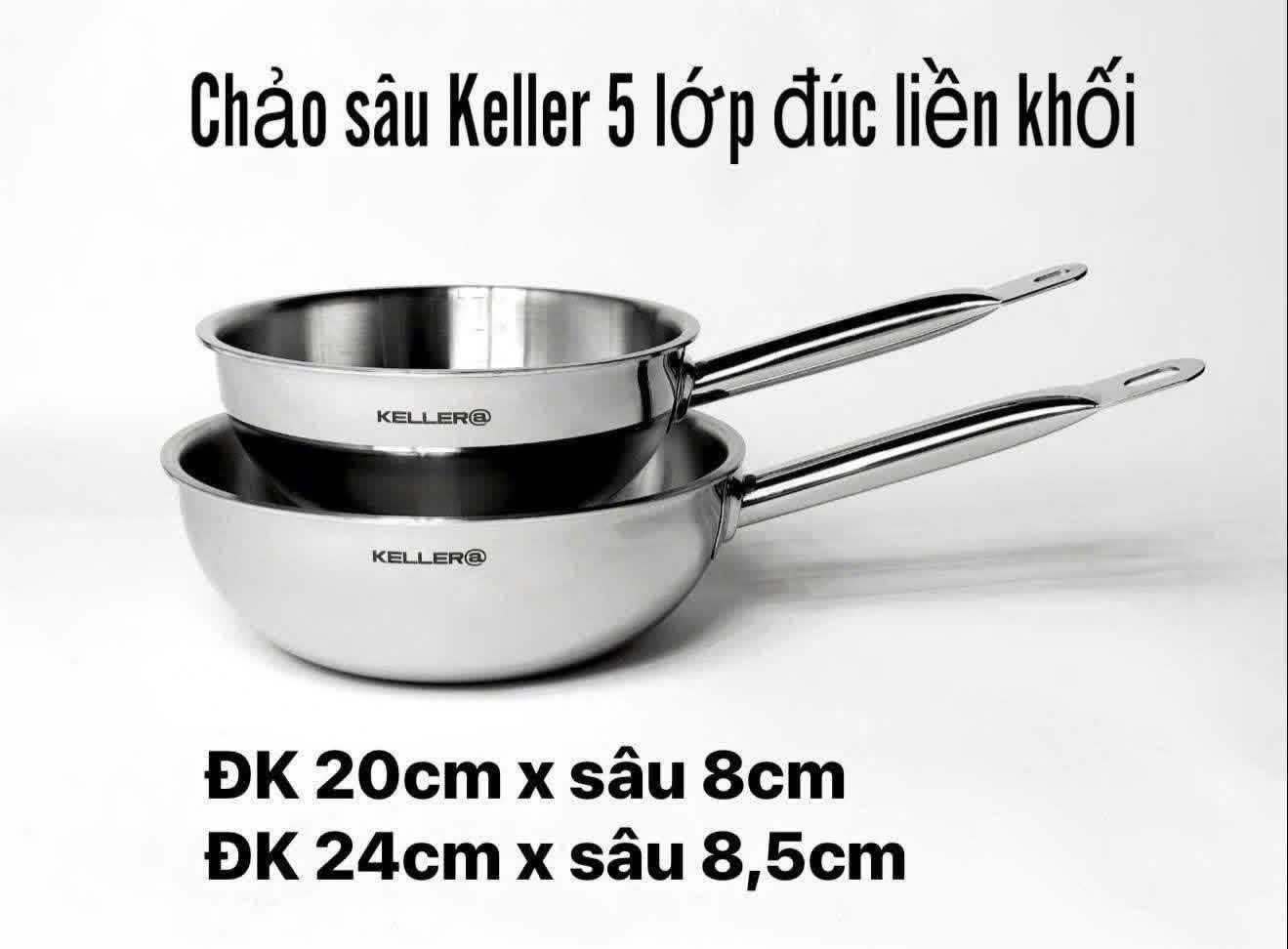 Chảo sâu lòng thép 5 lớp đúc liền Keller hàng chính hãng